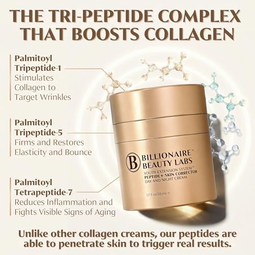 Peptide Face Cream for Women - Anti-Aging Wrinkle & Fine Lines Collagen Booster Night Cream - Firming Face Moisturizer for Aging Skin w Hyaluronic Acid - Fragrance Free & Smoothing - 1.7 fl oz
