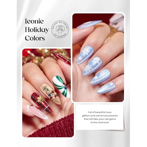 beetles Gel Polish Merry Glitzmas 2025 Gift Box ? Nail Art Set with Mini LED Nail Lamp Base Top Coat and Festive Holiday Surprises Gifts for Women Girls