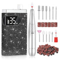 Rechargeable 35000RPM Nail Drill Sparkling Portable Professional Electric Nail File for Acrylic/Gel Nails Professional Nail Tools for Manicure Pedicure, Black