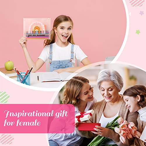 Amylove 100 Pcs Cosmetic Makeup Bag Bulk for Women Inspirational Zipper Pouch Rainbow You Are Awesome Travel Pouch Toiletry Bag for Women Girls Teacher Friend Birthday Party