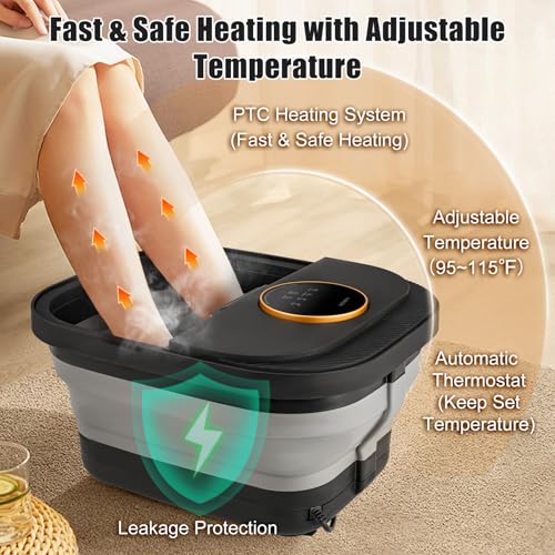 Foot Spa Bath Massager with Heat, Bubble, Temperature Control, Remote Control, Touchscreen, Pumice Stone, Pedicure Foot Spa Gift for Man Women Mother Father (Plus Size)