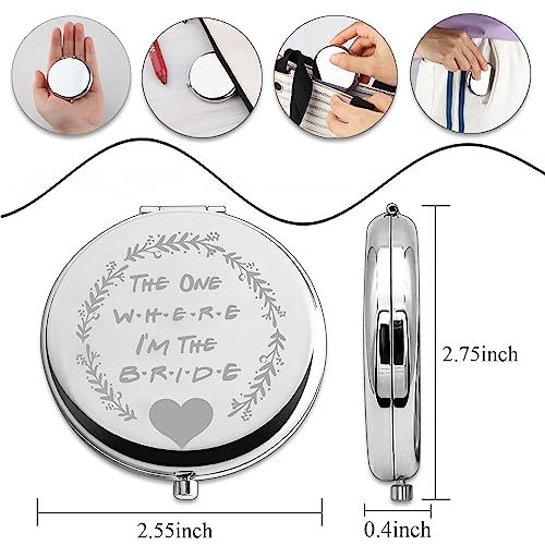 PLITI Bride to Be Compact Mirror Bride Wedding Gift Bridal Shower Gift The One Where I'm The Bride Pocket Mirror for Women (one The Bride CM)