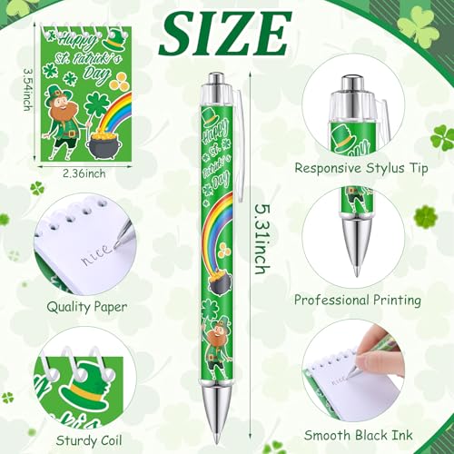 32 Pcs St Patrick's Day Gifts Set Makeup Bags Bulk Irish Shamrocks Socks Green Clover to Do List Notepad Ballpoint Pens Rainbow Lucky Gnome Keychain for Party Favors Supplies Holiday Gifts