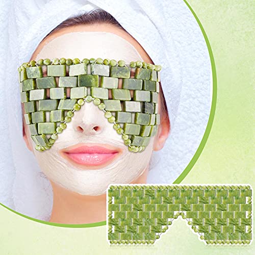 SATINIOR Jade Stone Eye Mask Hot or Cold Using Jade Mask Green Facial Sleeping Relief Eye Cover for Women Men Soothing, Cooling and Relieving