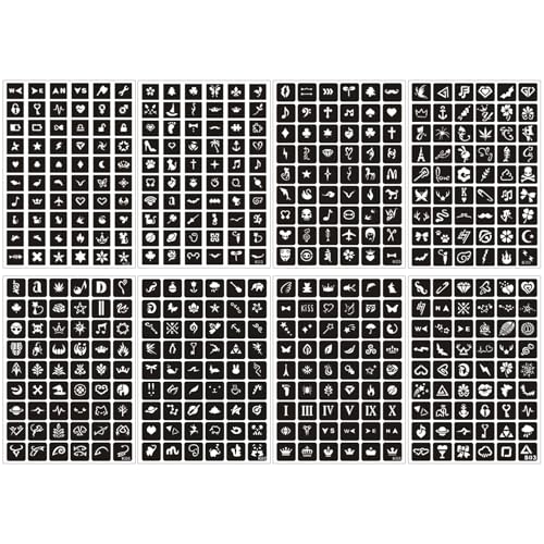 20 Sheets Temporary Tattoo Stencils for Women Girls and Kids, 727 PCS Henna Tattoo Stencil Kit,Temporary Indian Arabian Glitter Airbrush Tattoo Stencils for Face Body Paint DIY