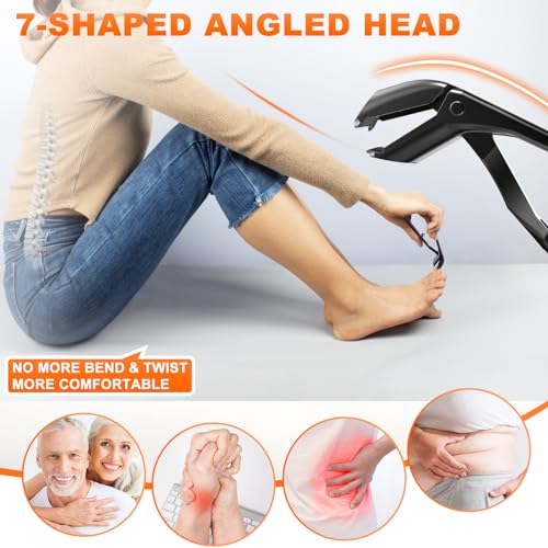 Toenail Clippers for Seniors Thick Toenails, Wide Jaw Opening Large Toe Nail Clippers for Men Thick Nails, Angled Head ErgonomIc Nail Clippers with Catcher, Slanted Curved Ingrown Toenail Clippers