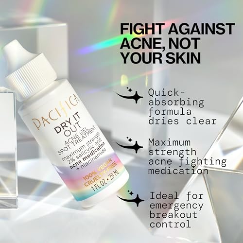 Pacifica Acne Spot Treatment & Pimple Cream ? Dry It Out Gel with 2% Salicylic Acid, Witch Hazel, Niacinamide ? Dries Blemishes Overnight, Fights Breakouts & Redness, For Teens & Adults, Vegan Clean