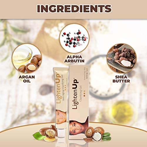 Lighten-Up Anti-Aging Skin Brightening Gel - 1 Fl oz / 30ml, Anti-Aging Cream, with Alpha Arbutin, Argan Oil, Vitamin C