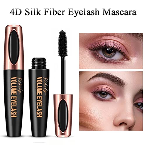 4 Pack 4D Silk Fiber Lash Mascara, Waterproof Smudge-proof Thickening Black Mascara for Natural Lengthening, Long Lasting & No Clumping