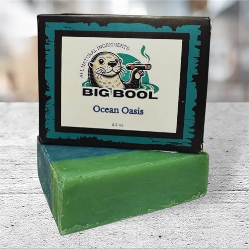 Big Bool Men's All Natural Bar Soap - Ocean Oasis, USA Made, Cold processed bar soap, 4.5oz