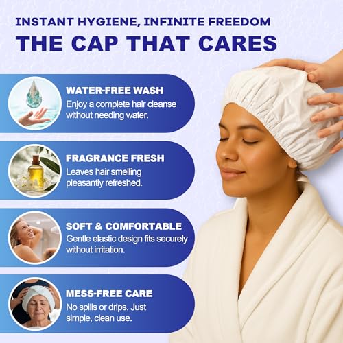 MedVance No Rinse Shampoo Cap | Rinse Free Shower Cap that Shampoos & Conditions | PH Balanced & Hypoallergenic Waterless Hair Wash | 6 Pack