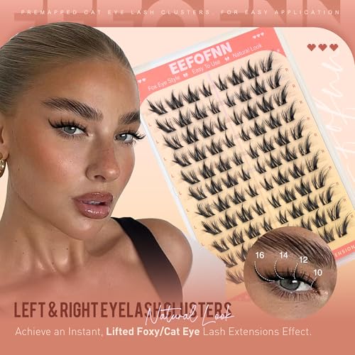 Manga Lash Clusters Cat Eye Cluster Eyelash Extensions Anime Individual Lashes Wispy Eyelash Clusters Fairy Lash Extension Fox Eye Cluster Lashes Spider Lash Cluster by EEFOFNN (10-16mm,D Curl)