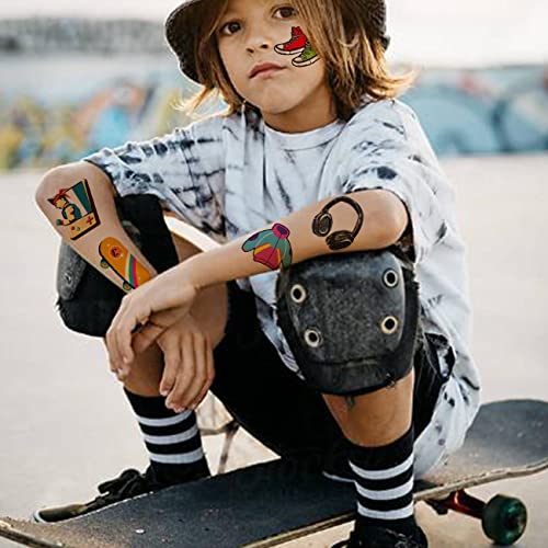148 PCS 90s 80s Theme Temporary Tattoos for Kids - Retro Individual Tattoos for Boys Girls 90s Birthday Party Favors Goodie Bag Fillers