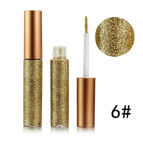 Liquid Glitter Eyeliner 3 Color Metallic Glitter Sparkling Eyeliner Face Eye Cosmetic Glow Shimmer Makeup Glitter Eye Shadow Long Lasting Sparkling Eye Shadow Gold Brown,Silver and Pink