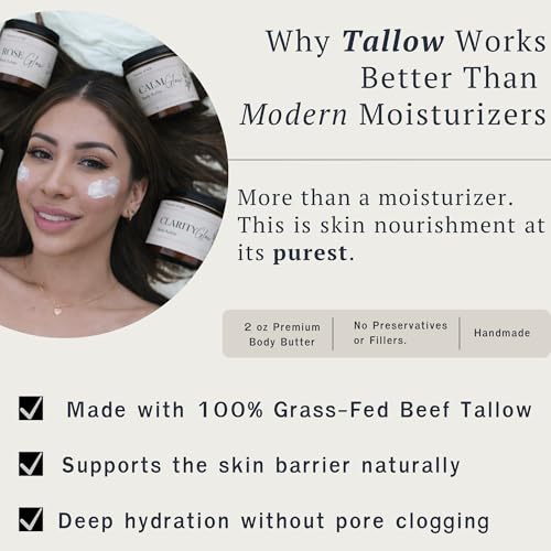 Grass Fed Beef Tallow Moisturizer for Face & Body ? Whipped Tallow Body Butter for Dry, Sensitive Skin ? Natural Anti Aging Cream ? 2 oz