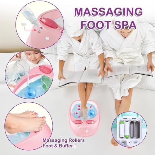 Spa Day Gift Set for Girls, Christmas Birthday Gift Nail Art Salon Sensory Beads Foot Spa Accessories Kit, Foot Soak Tub for Ages 5 6 7 8 9 10-12 Year Old Girl Gifts (Girls)