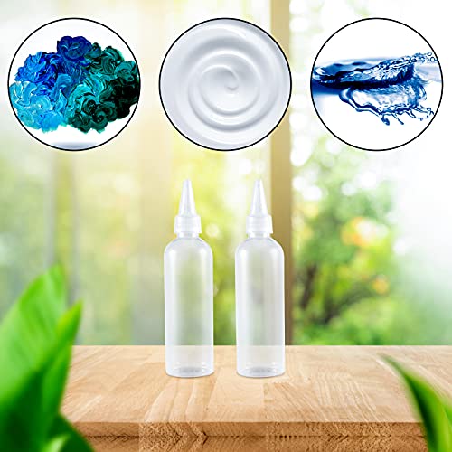 FUNSUEI 80 Pack 4 OZ 120 ml Plastic Squeeze Bottles with Twist Top Cap, Clear Plastic Dispensing Bottles with Dust-Proof Cap for Seasonings, Sauce, Oil, Cosmetics, Shampoo, Paint