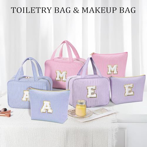 YOOLIFE Initial Hanging Toiletry Bag for Teen Girl - Birthday Gifts for 11 12 13 14 15 16 17 18 19 Year Old Girls, Travel Toiletry Bag Gifts for Mom Daughter Sister Friends, Letter A, Pink
