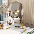 Desk Vanity Mirror with Stand Tabletop Makeup Table Mirrosr Portable Gold Make Up Mirror for Bedroom Golden Metal Framed Folding Bathroom Shaving Cosmetic Mirror