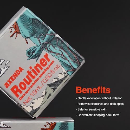 AXENDA Routiner, Gentle Exfoliating Sleeping Peel Pack, Dull, Pigmentation, Blackhead, Acne, Sensitive Skin, Korea skin care, AHA,BHA, PHA, 15ml/0.50 fl.oz.