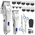 DSP Professional Hair Clipper for Men, Clipper and Trimmer Set - Electric Clipper for Hair Cutting, Cordless Barber Clipper Set with LED Display for Men Gift (Silver)