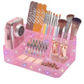ANRUI Nail Drill Bit Holder, 28 Holes Plastic Nail Drill Machine & Bits Storage Case, Professional Nail Desk Organizer for Manicure Tools Gift for Women and Girls- Diamond Pink