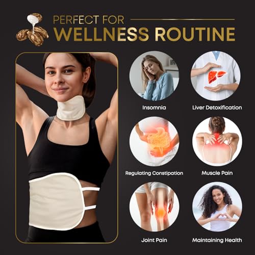 Castor Oil Wrap Kit with Premium Castor Oil and Reusable Organic Abdomen and Neck Detox Wellness Pads with Adjustable Tie Straps, Easy to Use, Mess Free Wellness Pack