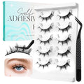 Bepholan Manga Self Adhesive Eyelashes Natural Look Pre Glued No Glue Needed Eyelashes Press On Anime Lashes Spiky Cosplay False Eyelashes Wispy with Tweezer 5 Pairs(AN22)