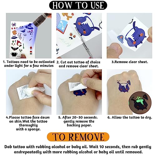 216Pcs Glow Halloween Temporary Tattoos for Kids Goody Bag Stuffers Prizes Party Favors