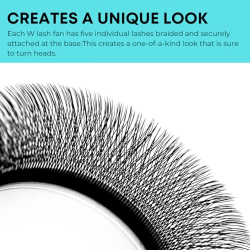 W Shape Eyelash Extension 5D Premade Volume Fans 0.07 C D Cluster W Fans Lashes Matte Black Volume Premade False Eyelashes (5D W 0.07 C, 9mm)
