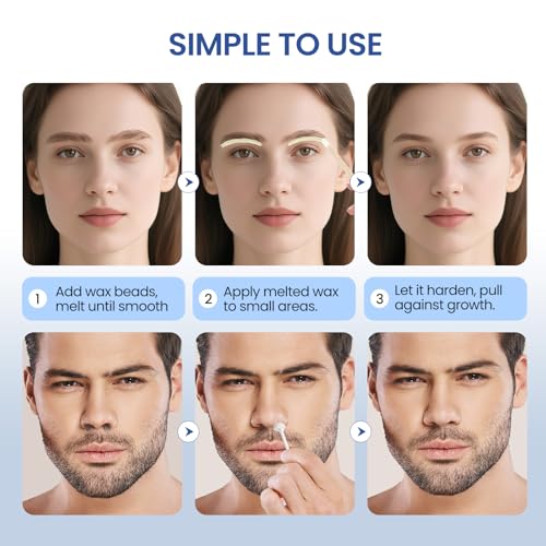 Nose Hard Wax Beads for Hair Removal, Refill Precision Waxing Beads For Nose, Ear, Eyebrow, Lip, Face, Natural Wax Beads for Sensitive Skin, Painless, Portable, 200g/7.06oz