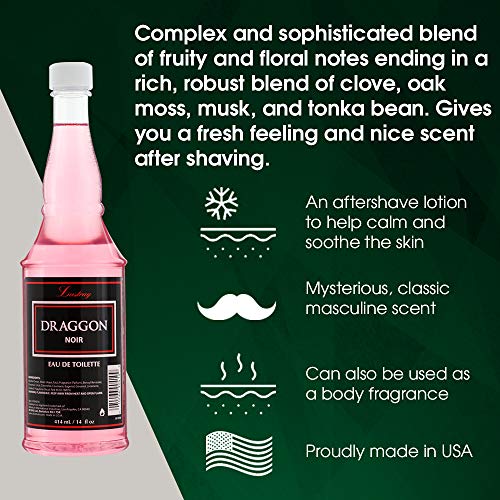Clubman Lustray Draggon Noir Eau De Toilette, Post Shave Lotion, Soothes Skin After Shaving, 14 fl oz