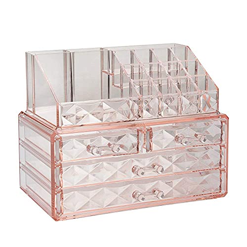 ZHIAI Stackable cosmetic organizer with drawers, easy to organize cosmetic products accessories Suitable for vanity, toilet, bathroom and bedroom organization and storage