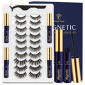 3D Magnetic Eyelashes Natural Look with Eyeliner Kit - 7C SEVENCROWN Magnetic Lashes - Upgraded 4 tubes of Liner - 10 Pairs Reusable False Eyelash Kit with Applicator Easy to Apply.