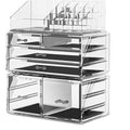 Professional 6-Drawer Makeup Cosmetic Organizer - Large Portable Storage Case & Display Box for Women, Countertop Beauty Products (Clear)