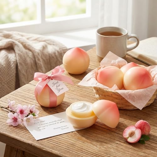 12 Pcs Peach Hand Cream Gifts Set for Women, Funny Fruit Hand Cream Gift for Teacher Appreciation Gift, Mother, Nurses, Bridal Shower, Employees, Peach One Sweet Birthday Party
