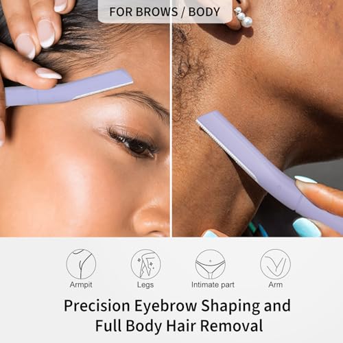 Dermaplane Razor, Face Razors for Women, Dermaplaning Tool with Microblades for Face, Gentle Facial Exfoliation, Peach Fuzz Removal and Eyebrow Shaping, Skin Care Tool for Smoother Skin, Lilac