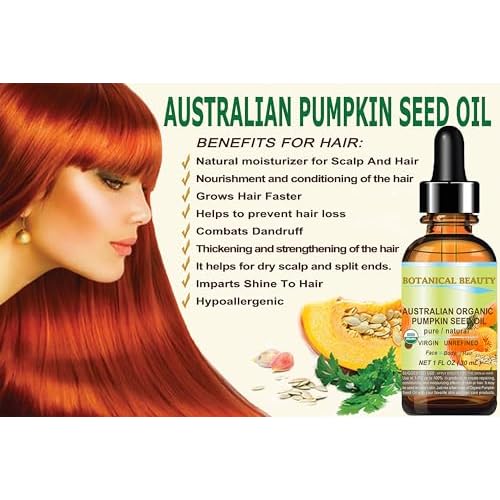 Botanical Beauty Australian ORGANIC PUMPKIN SEED OIL 100% Pure Natural Virgin Unrefined Cold Pressed Carrier Oil. 1 Fl.oz.- 30 ml. for Face, Skin, Hair, Lip, Nails