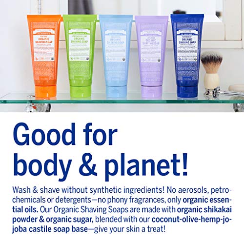 Dr. Bronner's - Organic Shaving Soap (Peppermint, 7 Ounce) - Certified Organic, Sugar and Shikakai Powder, Soothes and Moisturizes for Close Comfortable Shave, Use on Face, Underarms and Legs