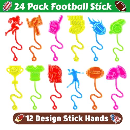 48PCS Football Party Favors - 24PCS Temporary Tattoos & 24PCS Stick Hands - Perfect Birthday Favors, Goodie Bag Stuffers, Treasure Box Toys, Classroom Prizes, and Student Gifts