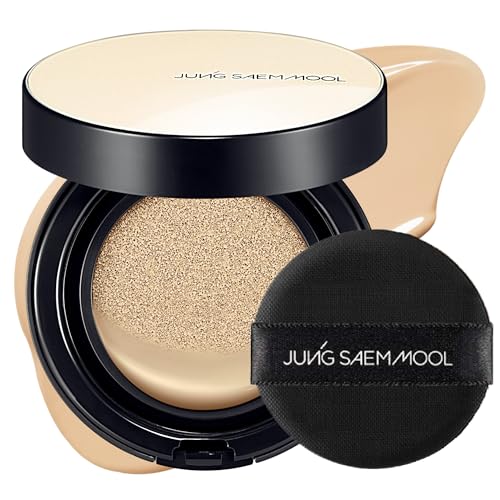 JUNG SAEM MOOL Essential Skin Nuder Cushion | Natural Finish, Buildable Coverage Cushion Foundation by Korean Makeup Artist (Refill Not Included, 0.49 Fl Oz), 21W Medium