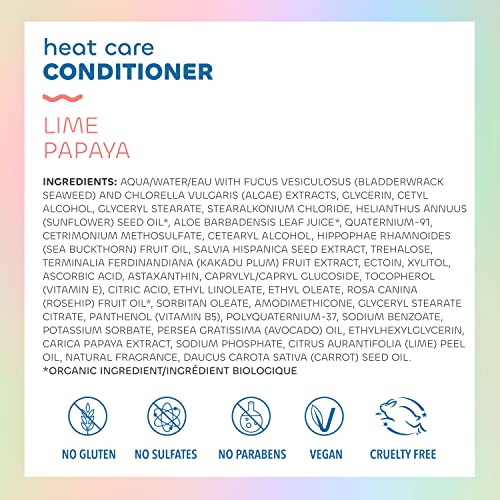 Seaweed Bath Co. Heat Care Conditioner, Lime Papaya Scent, 12 Ounce, Sustainably Harvested Seaweed, Sea Buckthorn, Kakadu Plum, For Heat Damaged Hair