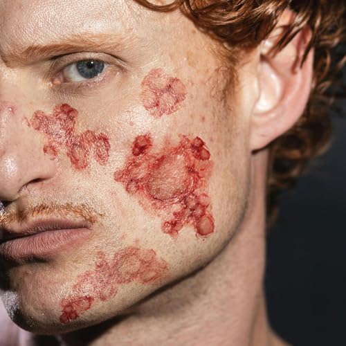 20 Sheets Halloween Scar Face Temporary Tattoos ? Realistic Bloody Wounds, Stitches, Bruises & Scratch Fake Tattoos for Zombie Makeup, Scar Makeup, Bride of Chucky Costume, Cosplay