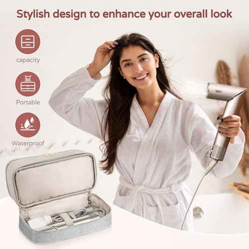 Shark Flex Style Case, Shark Flexstyle Carrying Case Compatible with Shark/Dyson Hair Dryer, Portable Double-Layer Travel Bag for Dyson Airwrap Styler/Shark Flexstyle Attachment, grey