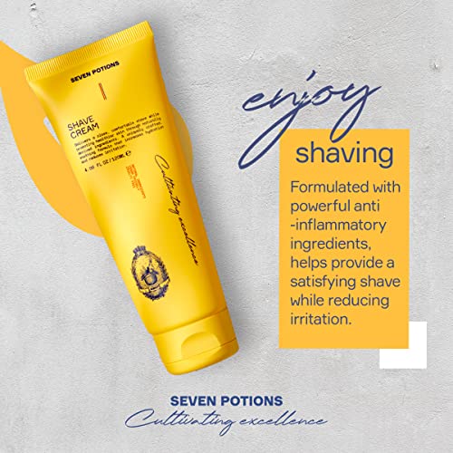 Seven Potions Lathering Shaving Cream for Men ? Smooth, Irritation-free Shave ? Soothing, Hydrating, Moisturising Shave Soap ? Natural, Vegan, Cruelty-Free (4.06 FL OZ)