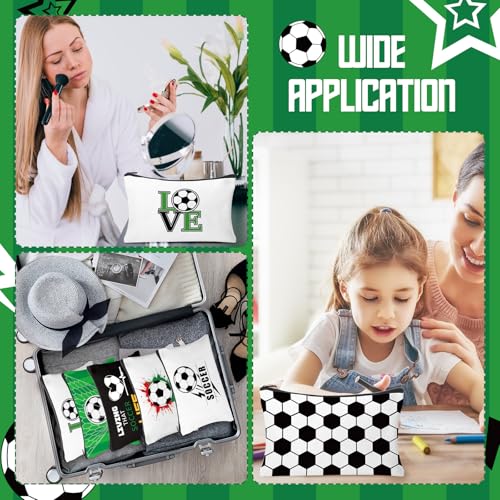30Pcs Soccer Makeup Bags Soccer Cosmetic Bag Accessories for Women Travel Toiletry Pouch for Lover Players Sports Team Valentine's Day Gifts