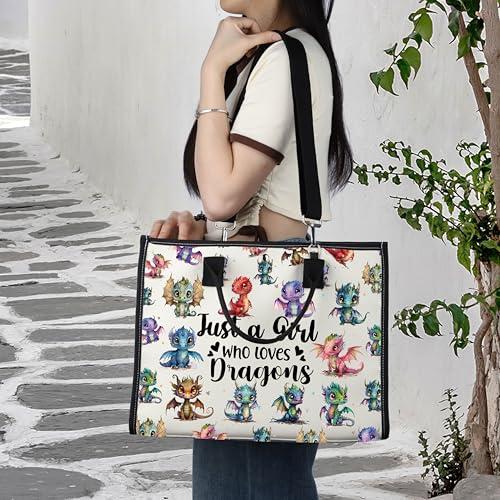 LEVLO Funny Dragon Cosmetic Make up Bag Animal Lover Gifts Just A Girl Who Loves Dragons Makeup Zipper Pouch Bag Dragons Lover Gift (Loves Dragons Bag) (Dragons New LT)