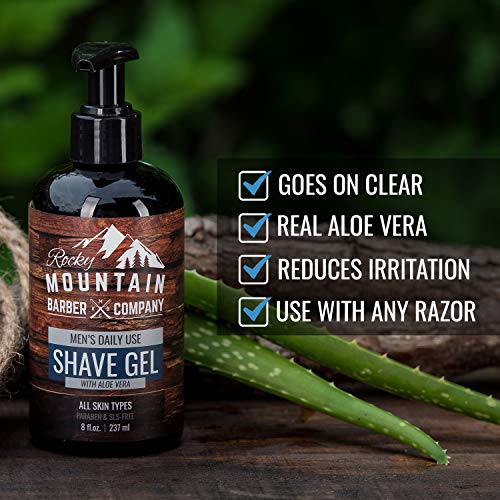 Men's Shave Gel - Clear Shaving Gel So You Can See Where You Are Shaving ? For Full Shaves and Tightening Beard Lines - 8oz by Rocky Mountain Barber Company