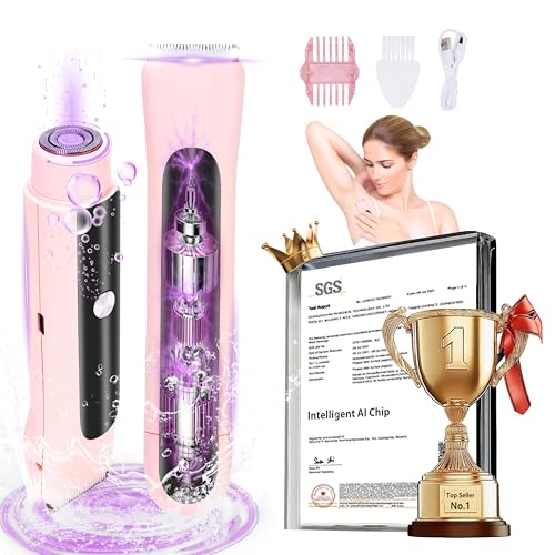 4.0 Upgrade Bikini Trimmer for Women¡¼SGS Certification Intelligent AI Chip¡½ Skin-Friendly mild and Smooth 2 in 1 Electric Bikini Trimmer IPX7 Waterproof USB Rechargeable£¬Suitable for Bikini