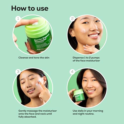 HANHOO Barrier Support Moisturizer with Ceramides, 1.7 Fl. Oz., Face Moisturizer with Ceramides and Hyaluronic Acid, Soothes Skin Barrier, Gel-Cream Moisturizer, For Acne-Prone Skin